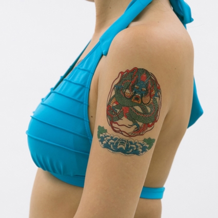 祭化粧- 和彫のタトゥーシール / 腕輪・青牡丹